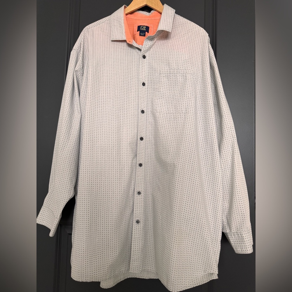 Cutter & Buck Shirt 2XB Big & Tall Button Down Contrast Collar Performance
